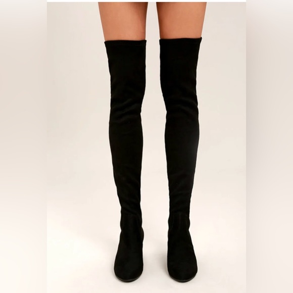Steve Madden Isaac Black Suede Over the Knee Boots - Picture 3 of 8